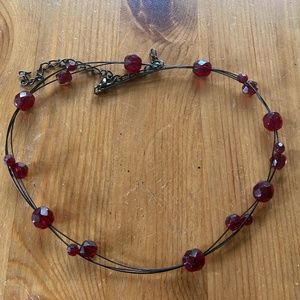 13 inch red beaded choker with 3 inch extender for a 16 inch total